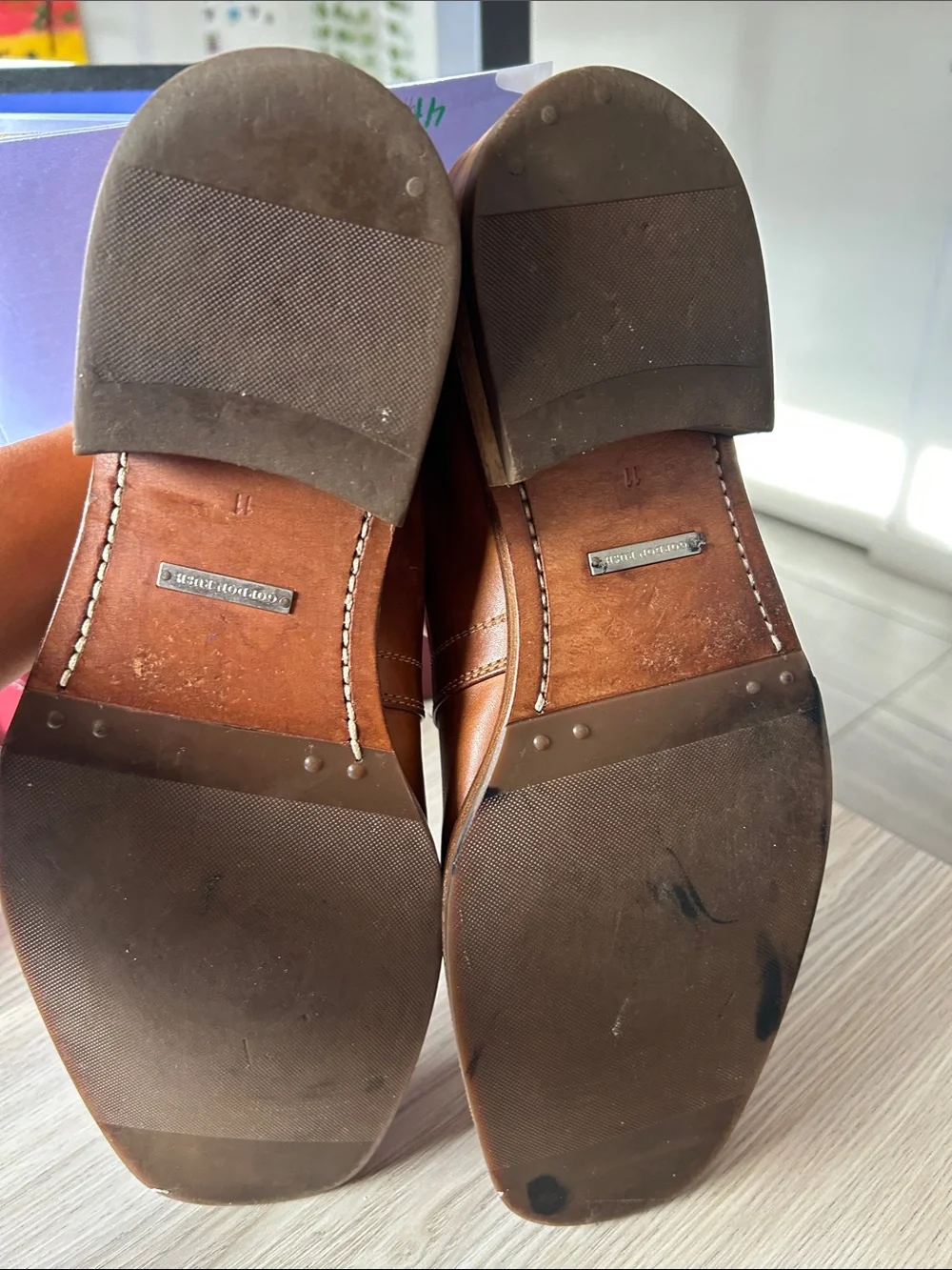 Gordon Rush Cognac Brown Leather Derby Oxfords